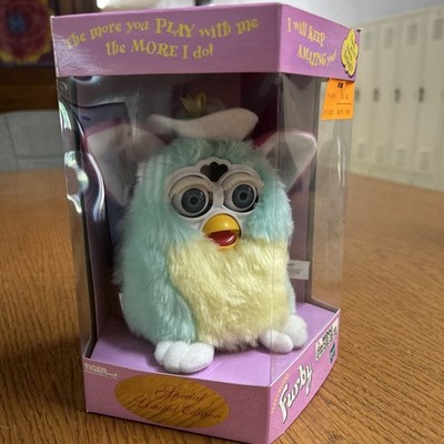 Vintage 2000 Furby Easter Special Limited Edition Blue w/ Flower Hat NIB