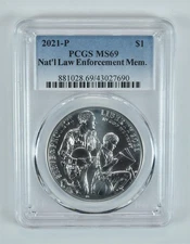 2021-P Law Enforcement Commemorative Dollar MS69 PCGS Blue Label