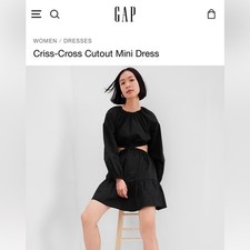 New with Tags! GAP Criss-Cross Cutout Black Mini Dress