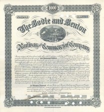 Bodie and Benton Railway and Commercial Co. - 1886 dated $1,000 California Rai