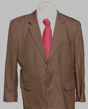 Jos A Bank Mens Brown Glen Plaid Sport Coat Wool Blazer Jacket Sz 46R Dual Vent