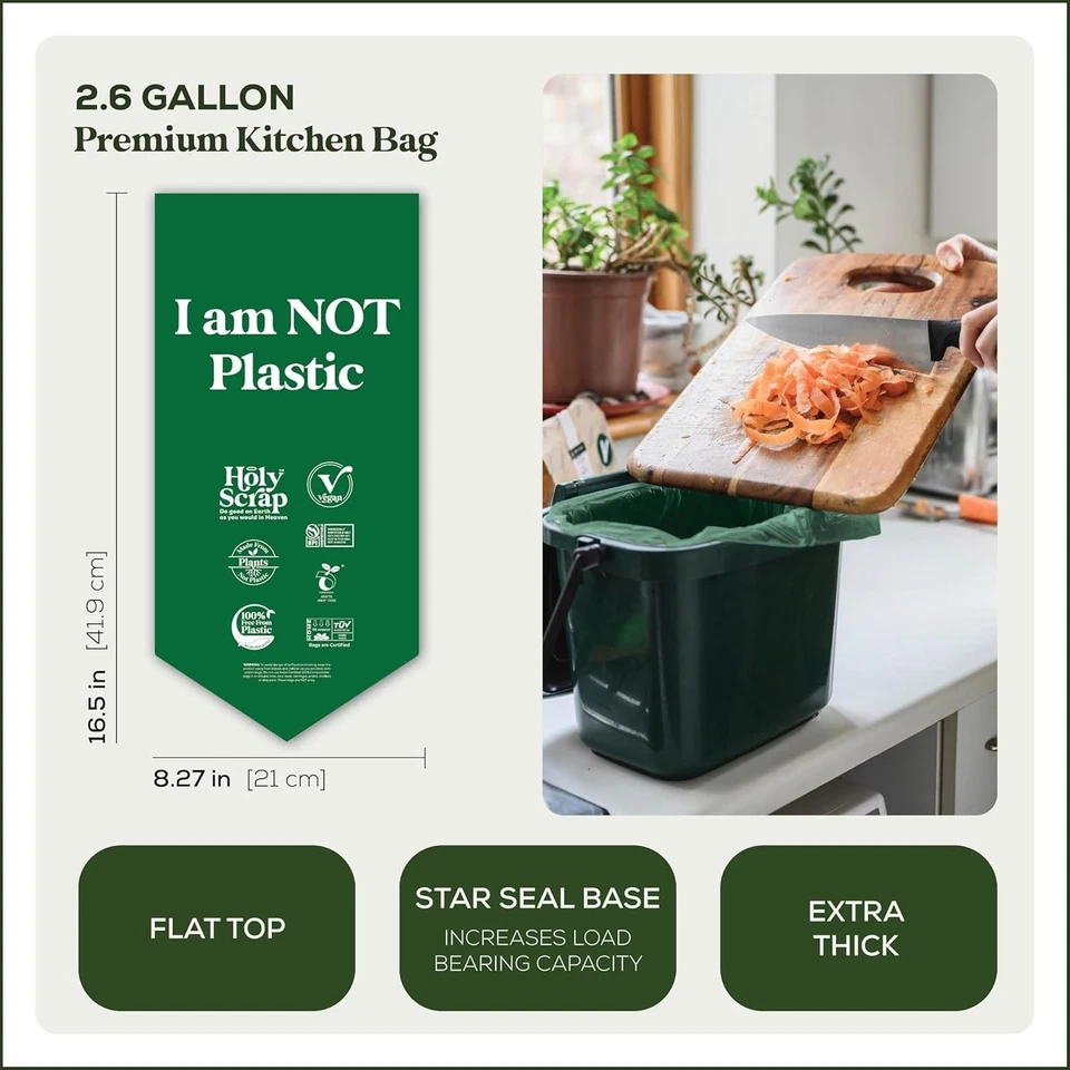 Eco-Friendly Compostable Trash Bags - 2.6 Gallon, 200 Count for Kitchen Waste - Image 4 of 4