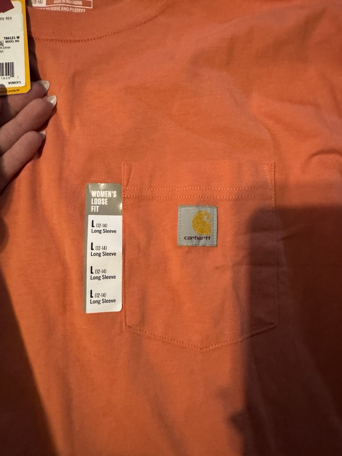 Carhartt Loose Fit Heavyweight Short-Sleeve Pocket T-Shirt Women's L Coral K87-W thumbnail 2