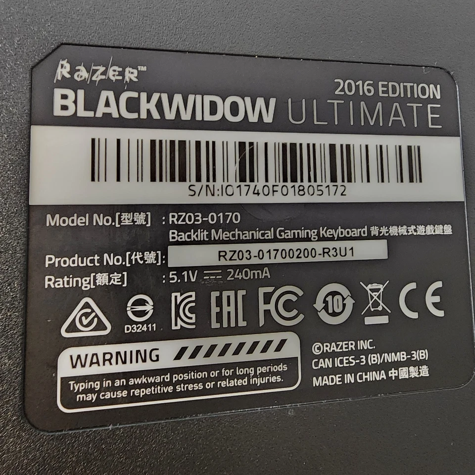 Razer BlackWidow Ultimate 2016 Backlit Mechanical Gaming Keyboard Green Switch - Image 2 of 4