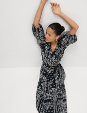 Marks & Spencer Womens Navy Lyocell Midi A line Women Dress - M&S