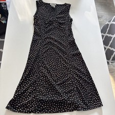 nine west dress xs women V Neck, Black With Tiny Flowers, Fit And Flare