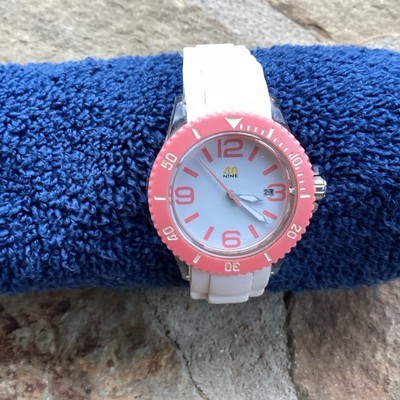 40Nine Lg 45MM Watch Women White/Pink Silicone Strap Excellent Working Condition