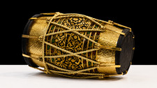 Heritage Meenakari Sheesham Dholak - handgefertigte bunte indische Trommel