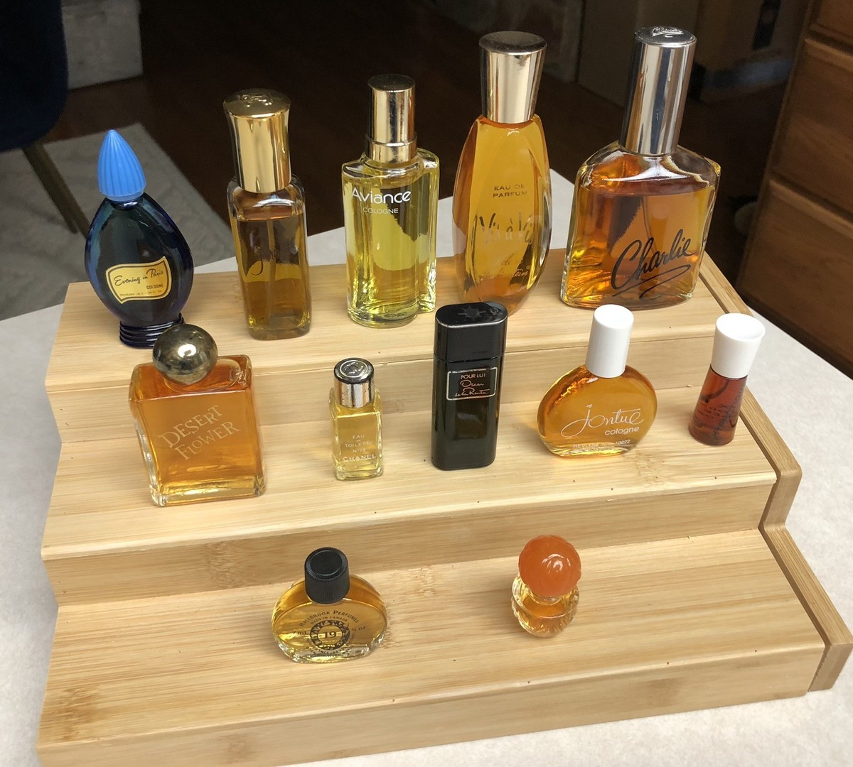 12 Glass Perfume Bottles Various Designers Full 1960's 1970's Old