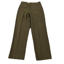 Vintage US Army Wool Dress Trousers Olive Drab 1950s 1960s Button Fly Size 32x32