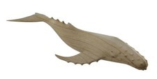 Zeckos Carved Natural Wood Humpback Whale Tabletop Statue 20 Inches Long