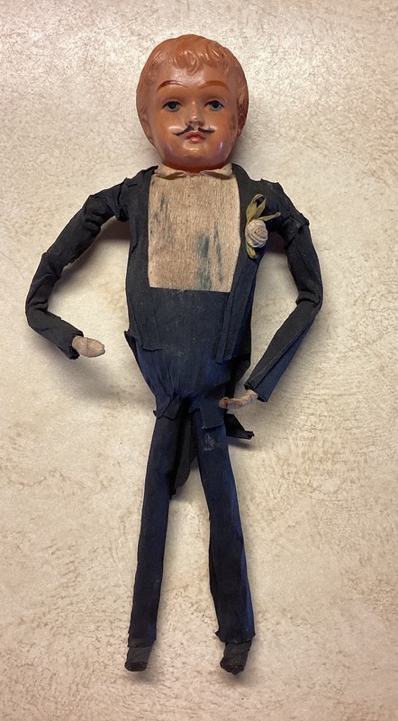 Vintage Crepe Paper Mache Groom Wedding Cake Topper