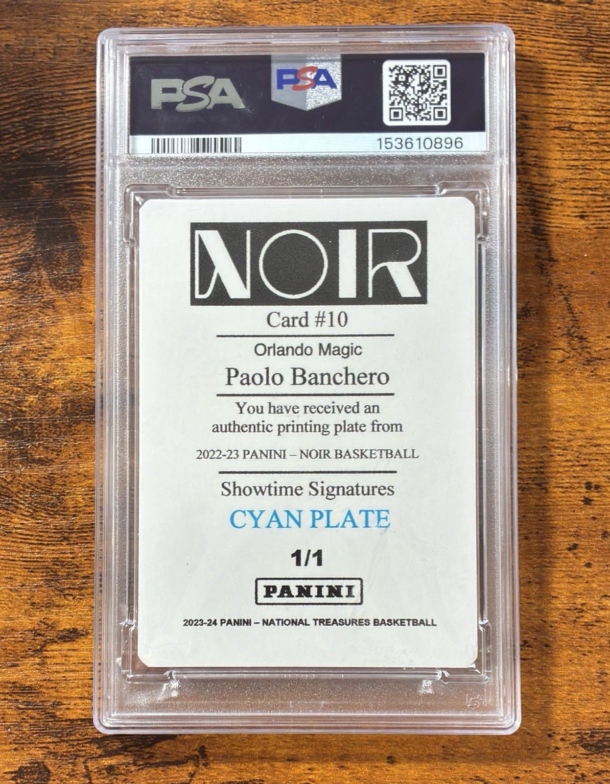 2023 National Treasures Paolo Banchero Noir Printing Plate 1/1 PSA Authentic view 4