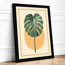 Monstera and Sun Botanical Framed Wall Art Large Canvas Print Home Decor Picture