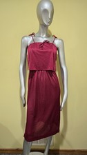 Vtg Great Vibes by Clement Semi Sheer Tied Sleeves Stretch Knit Midi Dress Small