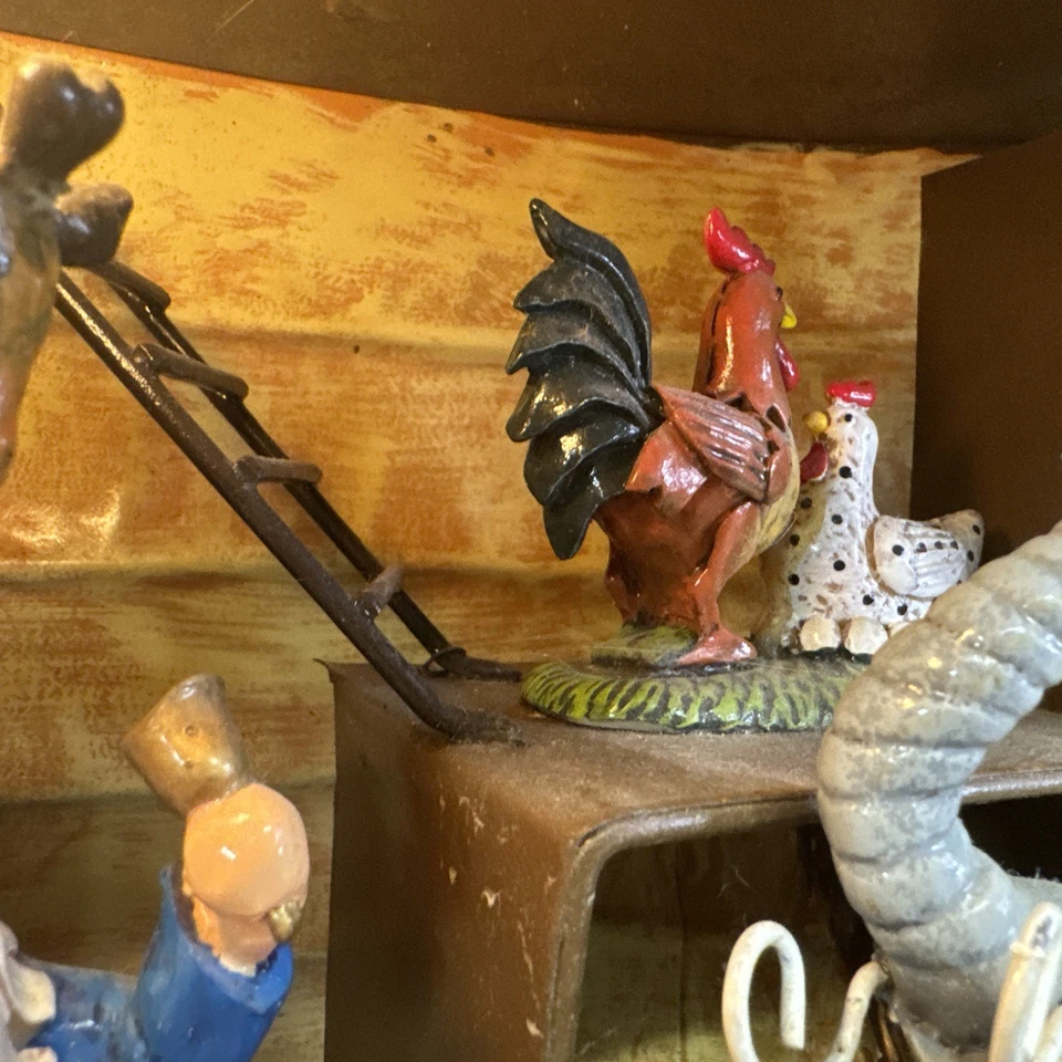 "Expositor iluminado Arca de Noé, esposa y animales, bote de hojalata pintado a mano 20,5 x 5 x 15""" Foto 3 de 4