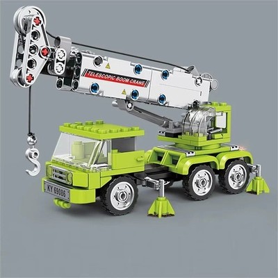 MOC Car Telescopic Boom Crane Building Block Model Kit Toy Gift