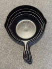 Set Of 4 Vintage Single Notch Lodge Cast Iron Skillets #8, 6, 5, & 4