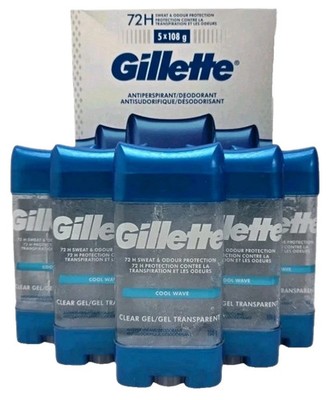 Gillette Cool Wave Men's Antiperspirant and Deodorant Clear Gel-5 Pack