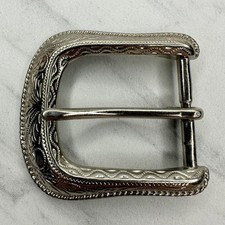 Silver Tone Western Belt Buckle Engraved Design - 2.42" x 2.39"