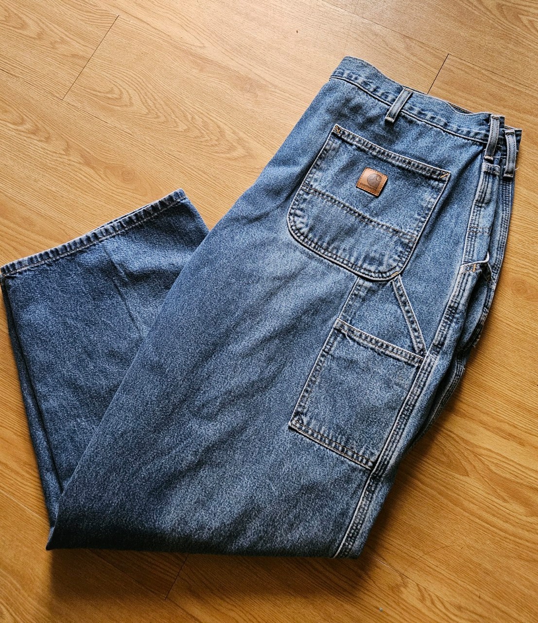 Carhartt Jeans Mens 42x30 Denim Original Dungaree Fit Carpenter Utility B13 DPS