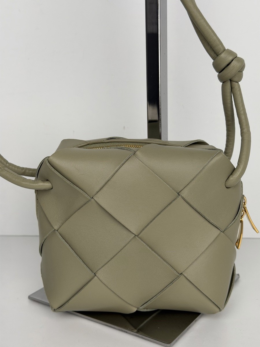 Bottega Veneta Mini Cassette Camera Bag in Green Intrecciato