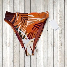 NWT Vitamin A Reversible High Leg Bikini Bottoms S Tropical Palm Print