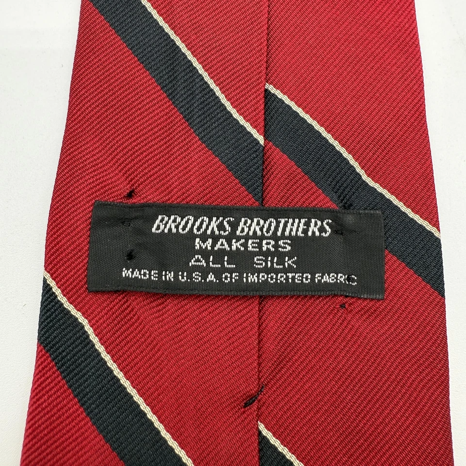 Corbata clásica Brooks Brothers para hombre roja negra a rayas de seda hecha en EE. UU. Foto 2 de 3
