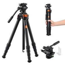 K F CONCEPT 61" Carbon Fiber Tripod w/ smooth 360 Fluid Head Ultra-light 2.2lbs