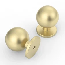 10 Pack 9BUILD 1.2 Inch Brushed Brass Cabinet Knobs - Gold Drawer & Dresser