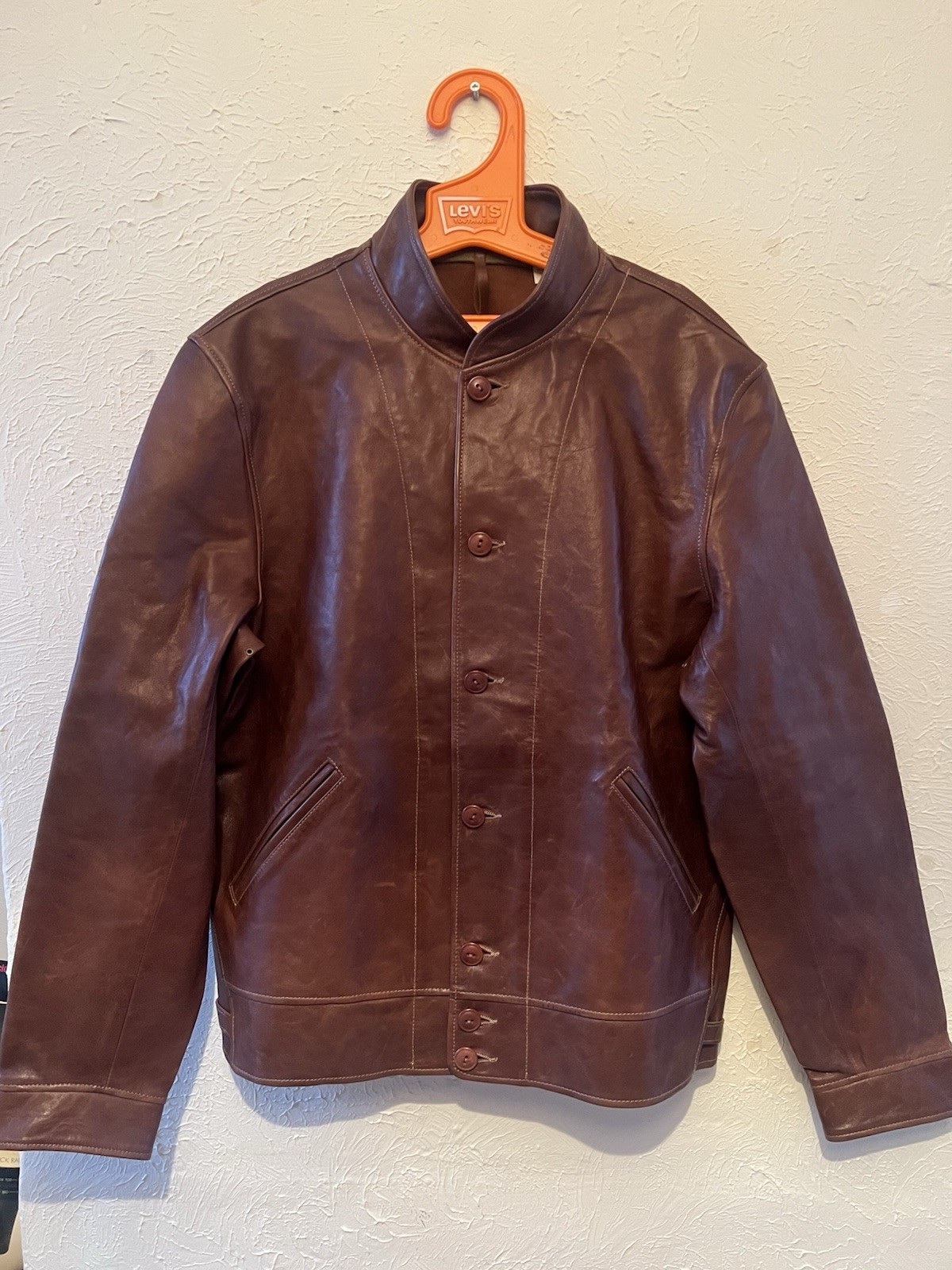 LVC Menlo Cossack Jacket M Albert Einstein Brown Italian Leather Levi's Vintage image 7