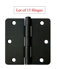 15 Matte Black 3.5"X 3.5" Inch Door Hinges 1/4" Radius Corner  Interior 3" 3.5"
