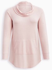 BNWT Torrid Plus Size 2 18/20 Pink Super Soft Plush Cowl Neck Tunic Sweatshirt
