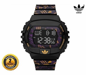Adidas Adh6127 Men S Women S Rectangle Sport Digital Black Purple Silicone Watch Ebay
