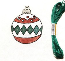 Vintage Glass Ornament Christmas Needlepoint Canvas Hand Painted 18 mesh signed