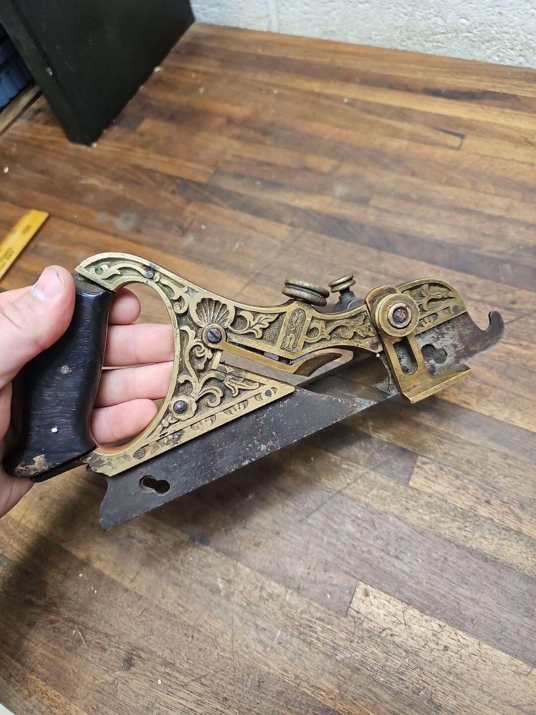 K719 Antique STANLEY NO. 42 GUNMETAL MILLER’S PATENT 1870 PLOW PLANE