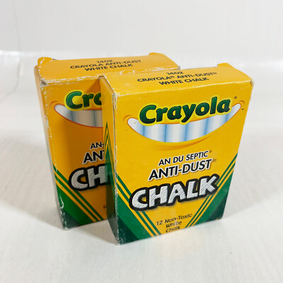 [NEW] 2 Boxes of Crayola Anti-Dust White Chalk - 12 Sticks each, 24 Total