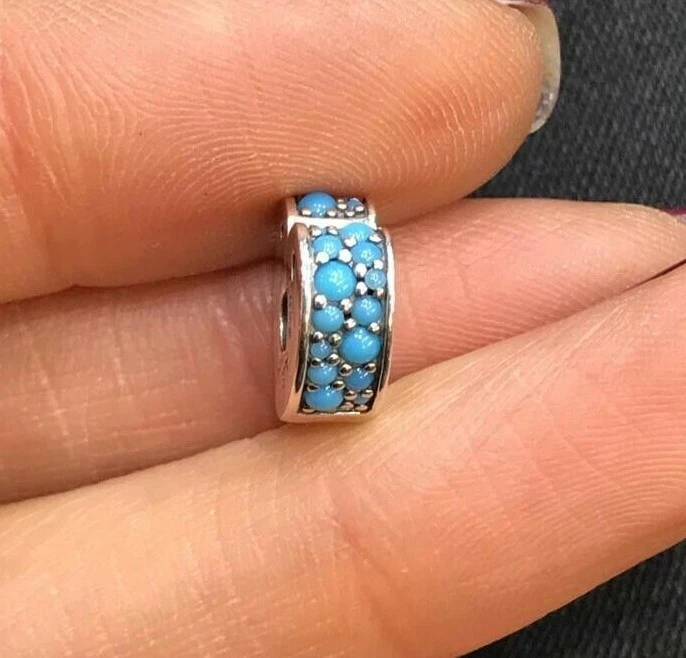 NEW Genuine Pandora Arcs Of Love Charm 797227NYA Heart Turquoise Clip Fixed Blue - Image 3 of 4