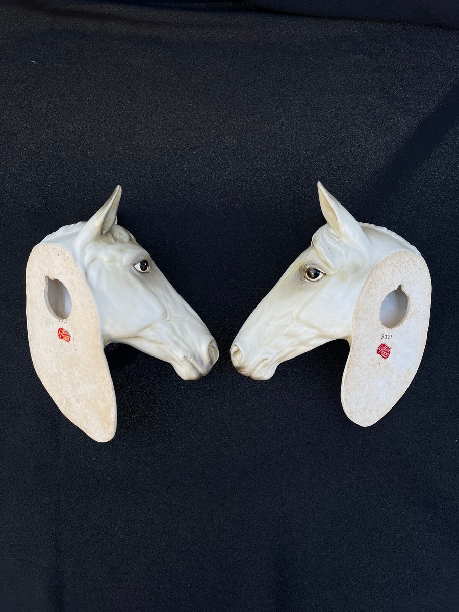 RARE LEFTONS WHITE STALLION HORSE HEAD WALL PLAQUE JAPAN