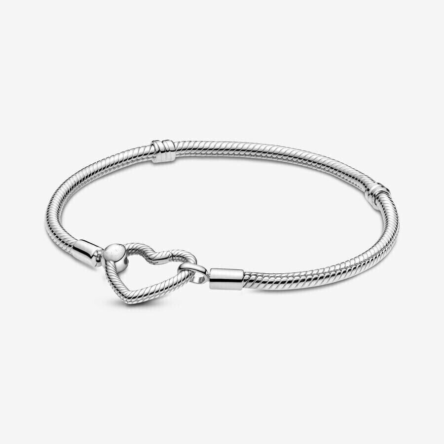 Pandora Moments S925 Heart Closure Snake Chain Bracelet