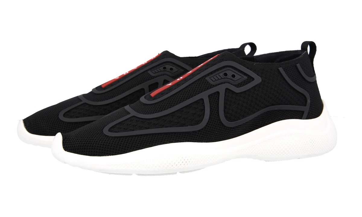 LUXURY PRADA AMERICAS CUP SNEAKERS SHOES 3S6421 BLACK NEW US 7 EU