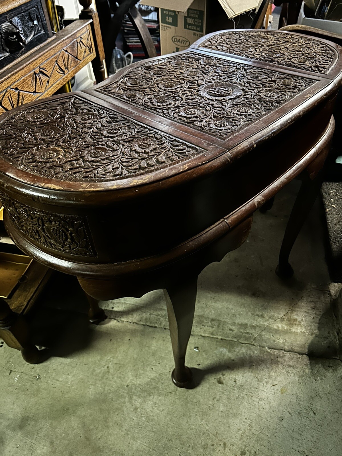 Antique Portuguese Portugal Vanity Desk Dressing Table Carved Ornate
