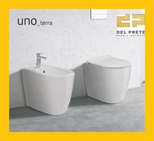 SANITARI IN CERAMICA FILO MURO VASO, BIDET E COPRI-WC SOFT-CLOSE MOD.UNO BIACO