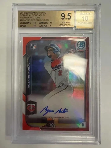 Byron Buxton TWINS 2015 Bowman Chrome Red Refractor Rookie #/5 BGS 9.5 Auto 10