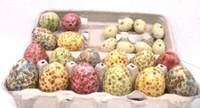 Decorated Empty Blown Real Eggs-16 & Plastic Quail Eggs-8 Easter Craft Decor