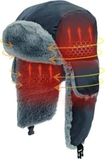 Heated Trapper Hat 22.8'' Electric Winter Heated Hat with Rechargeable Battery