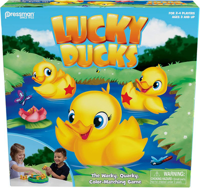 Pressman Lucky Ducks Memory Game for Kids - Fun Matching Game Moves 5''