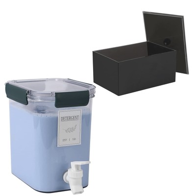 Laundry Detergent Dispenser Beverage Refrigerated Bucket Blue & Black Farmhou...