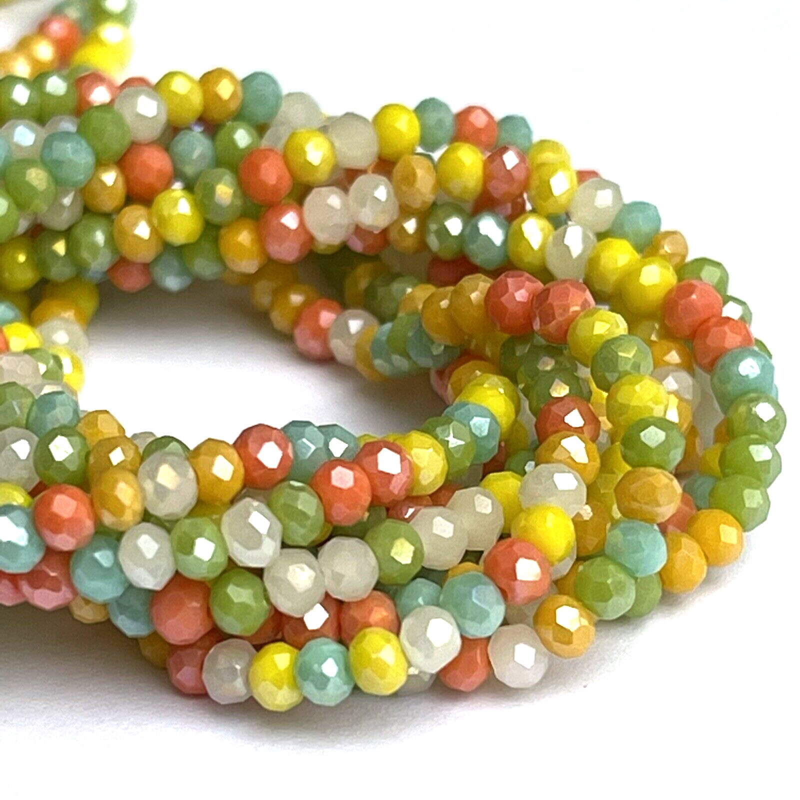 Bracelet Extensible Ikita Paris - Perles Facettées 4mm Bleu Vert Rose - Neuf Avec Étiquette
