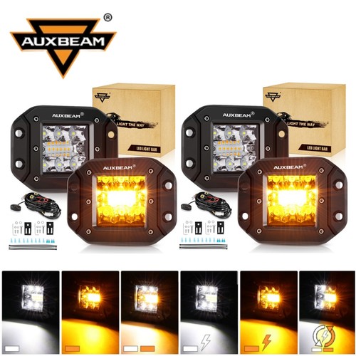4x AUXBEAM 5" Flush Mount LED Pods Flood Spot Light Bar Backup Reverse Offroads - Picture 2 of 12